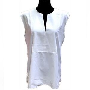 J Crew white cotton top with gold zippers